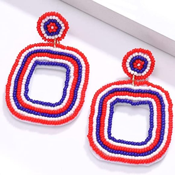 Red White & Blue USA Patriotic Beaded United States America American Patriot New - Picture 6 of 6